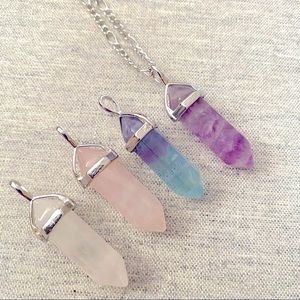 LOT OF 4 Crystal stone nevklaces Moon charged SET